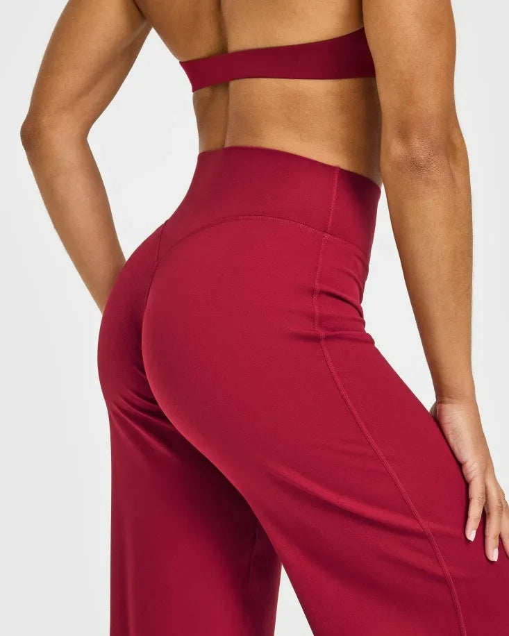 Softmotion Straight Leg Bottoms Women'S Mid-Waist Yoga Pants GYM Leggings Naked Feel Pilates Running Sports Trousers