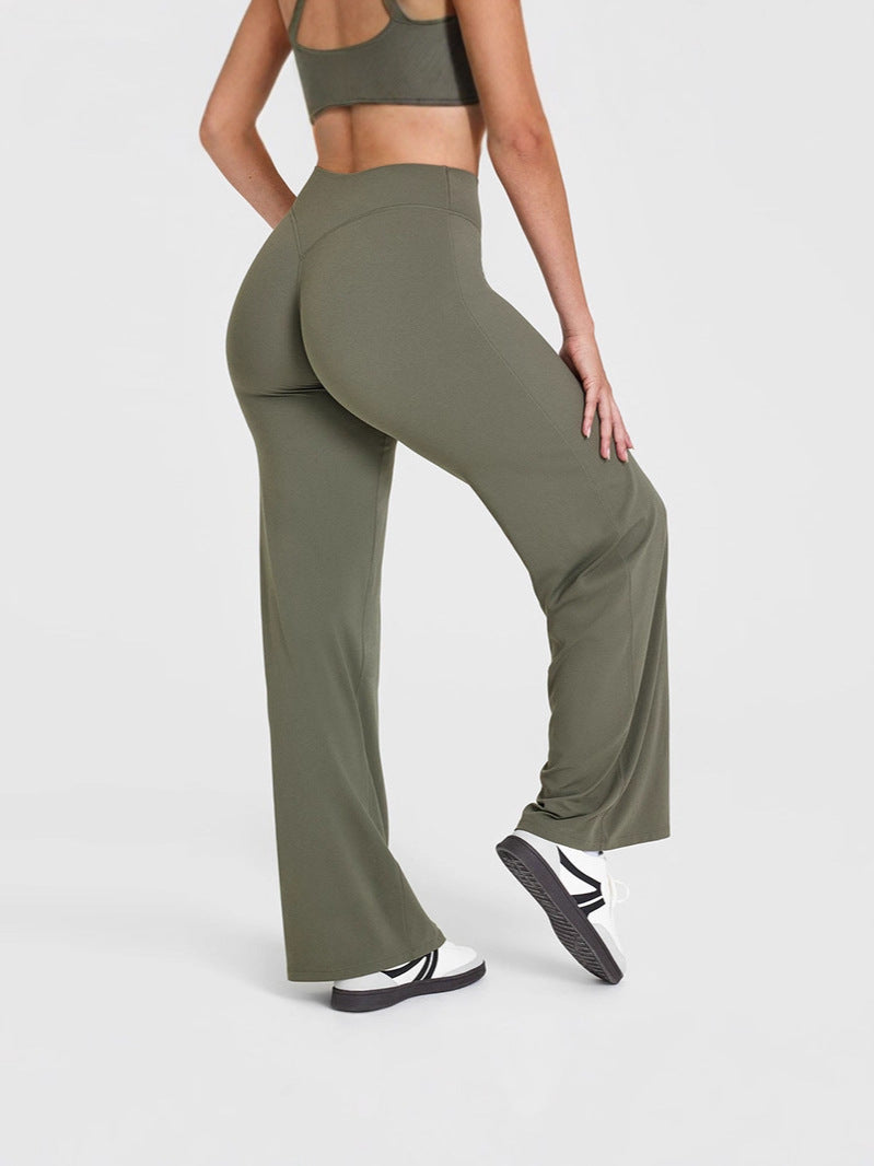 Softmotion Straight Leg Bottoms Women'S Mid-Waist Yoga Pants GYM Leggings Naked Feel Pilates Running Sports Trousers