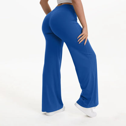Softmotion Straight Leg Bottoms Women'S Mid-Waist Yoga Pants GYM Leggings Naked Feel Pilates Running Sports Trousers