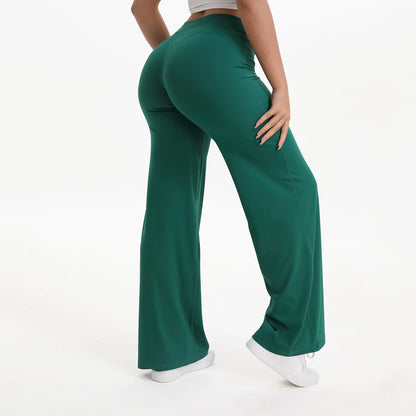 Softmotion Straight Leg Bottoms Women'S Mid-Waist Yoga Pants GYM Leggings Naked Feel Pilates Running Sports Trousers