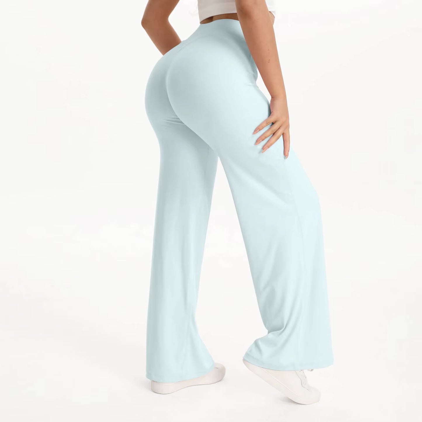 Softmotion Straight Leg Bottoms Women'S Mid-Waist Yoga Pants GYM Leggings Naked Feel Pilates Running Sports Trousers