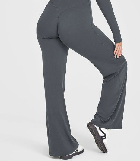 Softmotion Straight Leg Bottoms Women'S Mid-Waist Yoga Pants GYM Leggings Naked Feel Pilates Running Sports Trousers