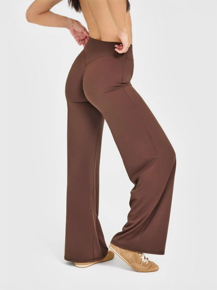 Softmotion Straight Leg Bottoms Women'S Mid-Waist Yoga Pants GYM Leggings Naked Feel Pilates Running Sports Trousers