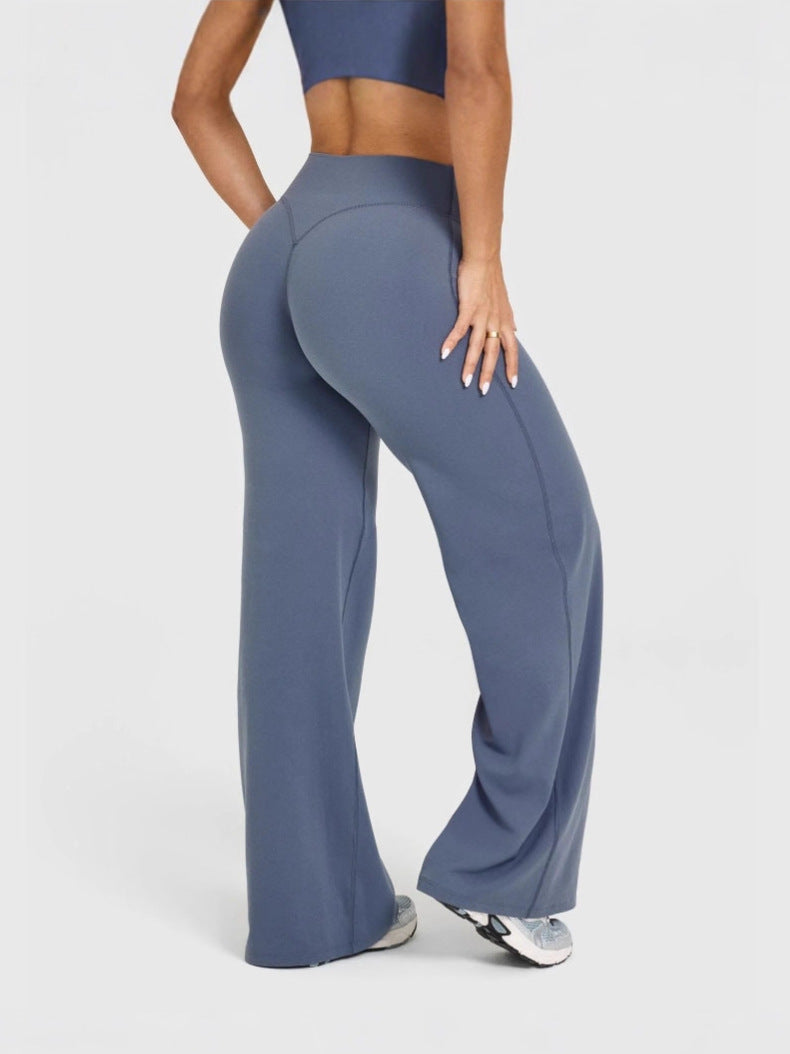 Softmotion Straight Leg Bottoms Women'S Mid-Waist Yoga Pants GYM Leggings Naked Feel Pilates Running Sports Trousers