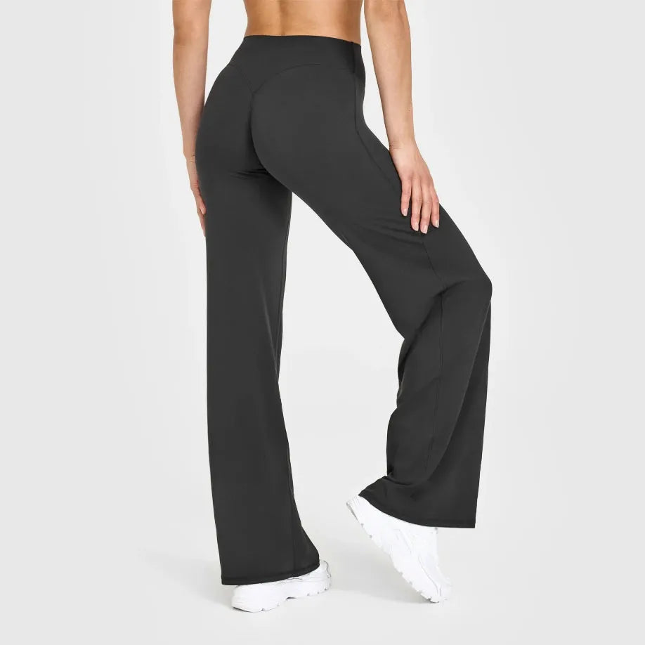 Softmotion Straight Leg Bottoms Women'S Mid-Waist Yoga Pants GYM Leggings Naked Feel Pilates Running Sports Trousers