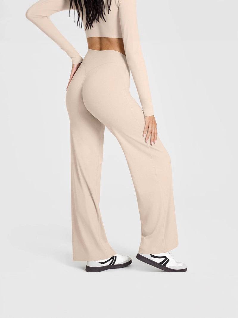 Softmotion Straight Leg Bottoms Women'S Mid-Waist Yoga Pants GYM Leggings Naked Feel Pilates Running Sports Trousers
