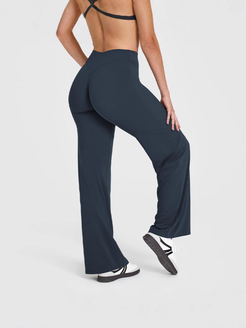 Softmotion Straight Leg Bottoms Women'S Mid-Waist Yoga Pants GYM Leggings Naked Feel Pilates Running Sports Trousers